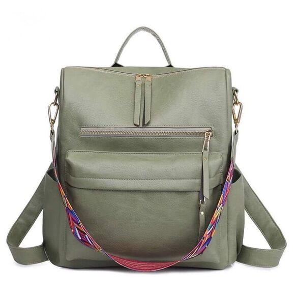Brand New Green Leather Backpack main image 4